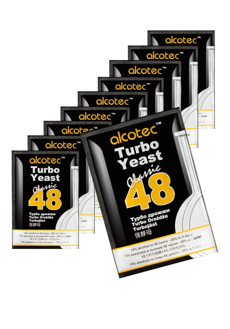 GRILLMER Alcotec Turbo Classic 48 Yeast for Alcohol Production, 10 x 130g, Vodka Yeast, Perfect for Winemaking, Must and Brandy